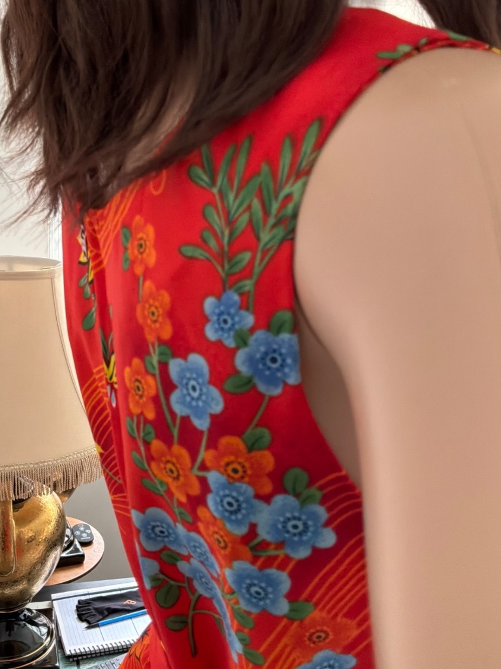 Vintage 70s Mr Lee California Hawaiian Floral Midi Sheath Dress W/Sash Size 12 - Picture 10 of 13